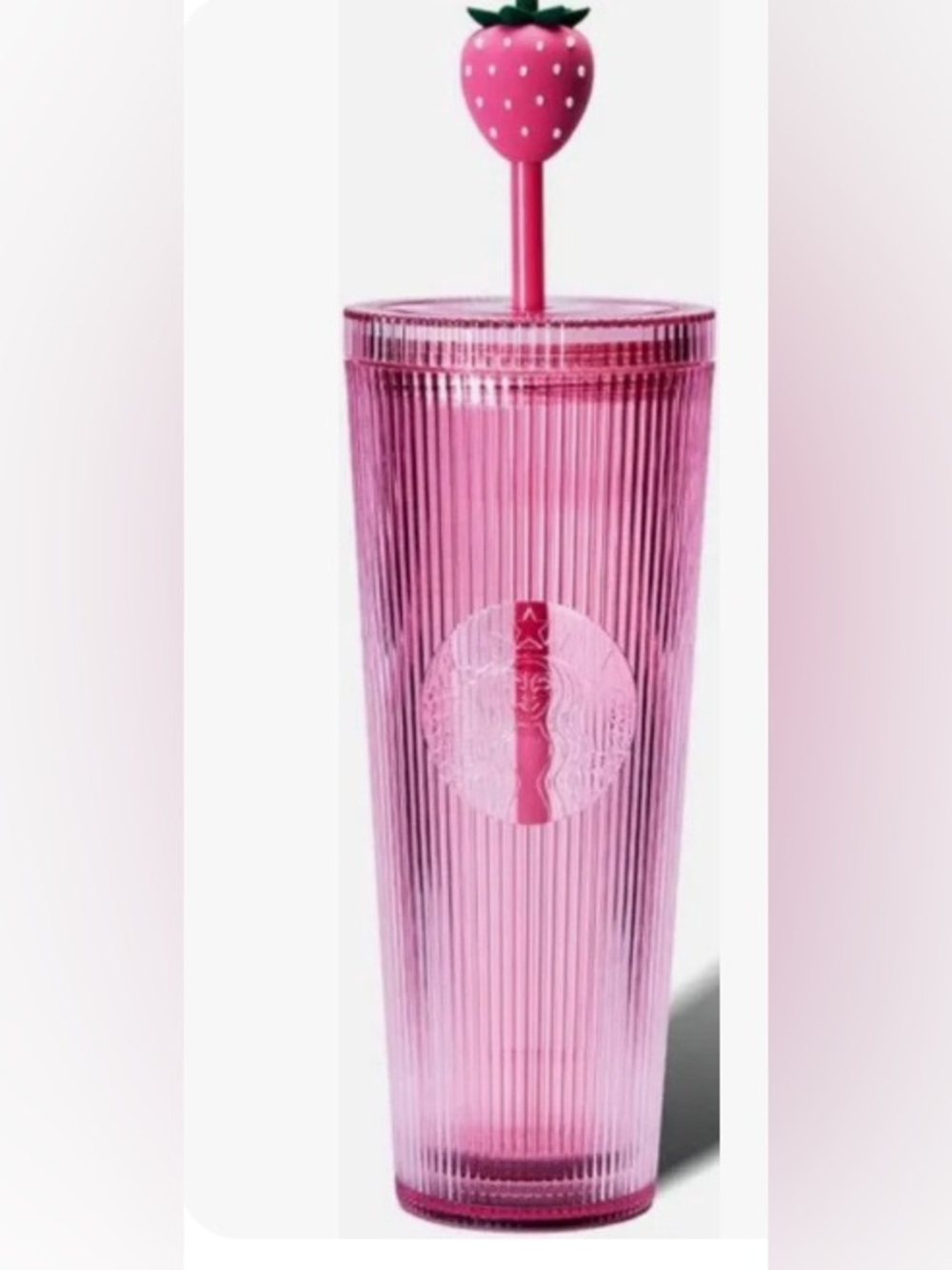 Starbucks Pink Strawberry Tumbler Cup with Straw 24 oz